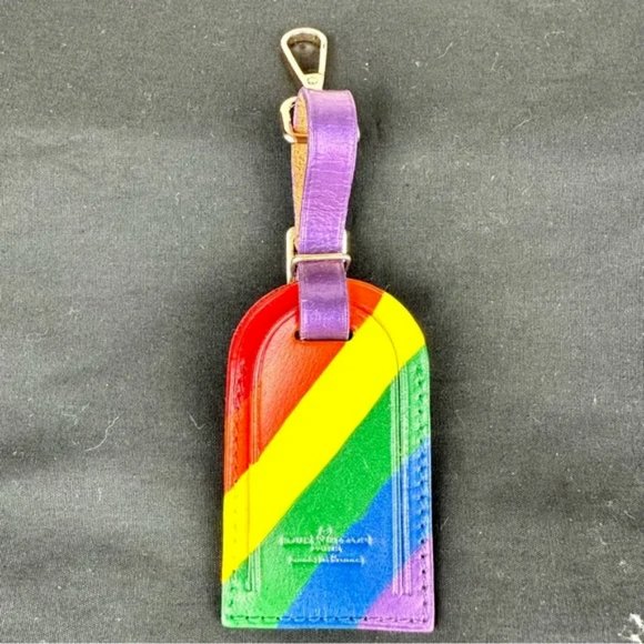 Louis Vuitton Handbags - ⭐Louis Vuitton custom painted bag charm leather luggage tag rainbow 🌈
